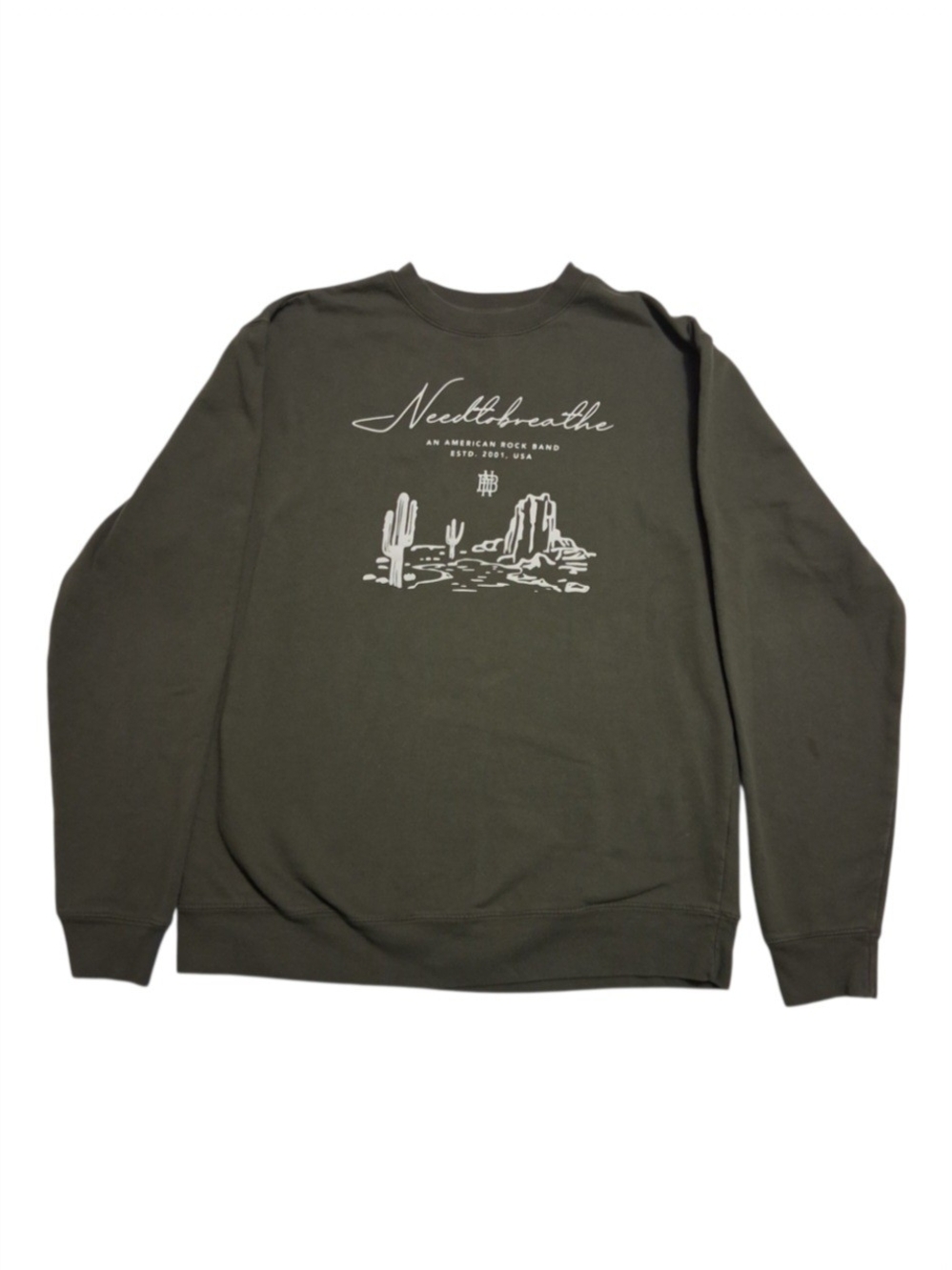 Needtobreathe Band Crewneck Sweatshirt Mens Large L Olive Green Desert Cactus